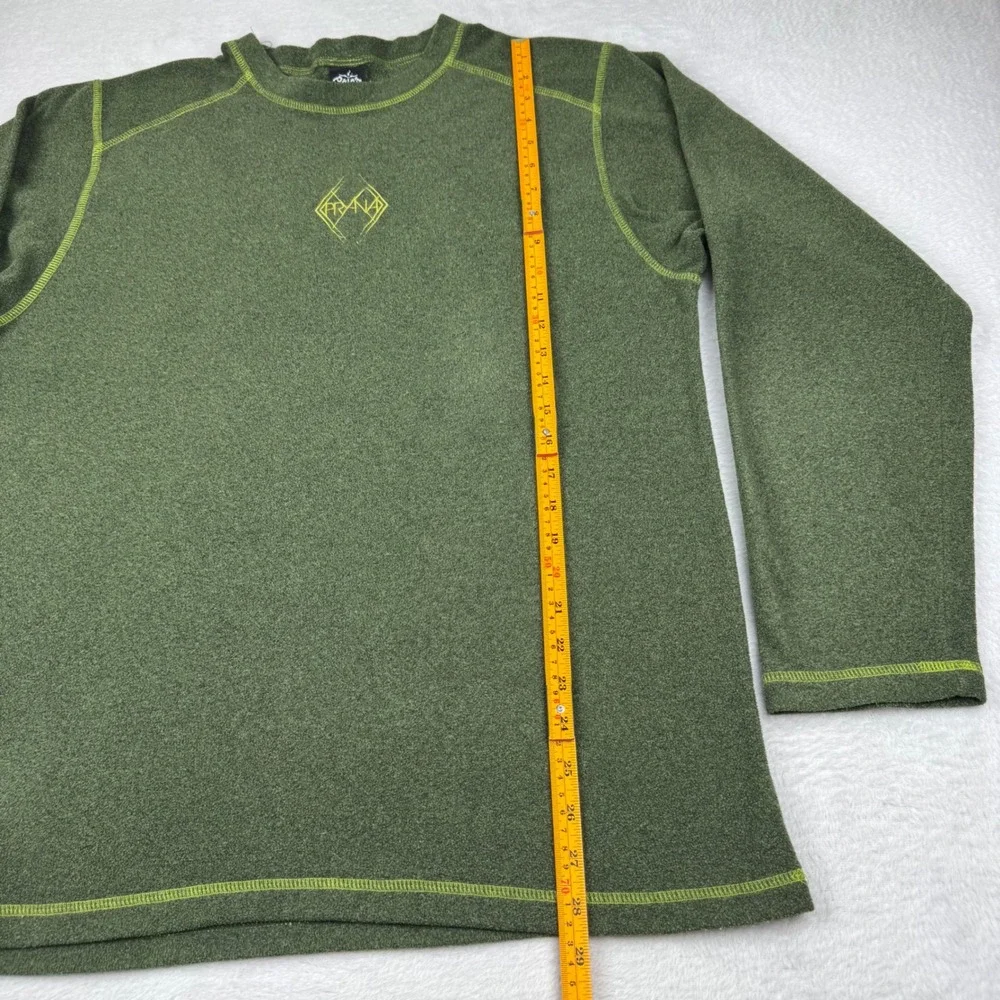 Prana Fleece Pullover Mens Large Green Long Sleeve Embroidered Logo USA Made